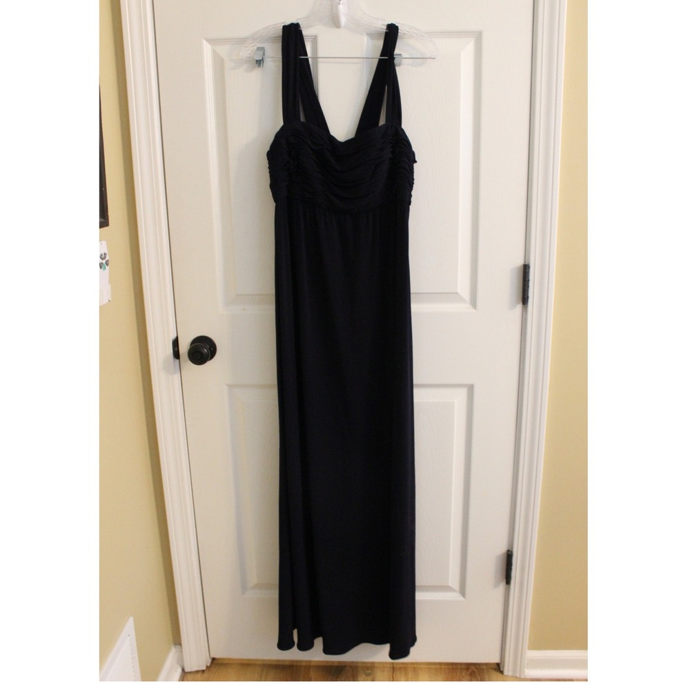 Amsale Navy Maxi Dress Ruched Sleeveless Formal Gown‎ Size 8
